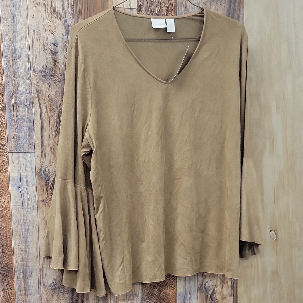 Women's Tan V-Neck Top